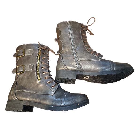 Rue21 etc! Small 6 7 Women's Brown Combat Ankle Boots Shoes - Picture 3 of 7